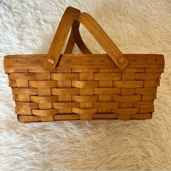 Longaberger Gathering Basket Signed LD1991 Double Swing Handles Maple 12W 5.5D - Picture 6 of 6